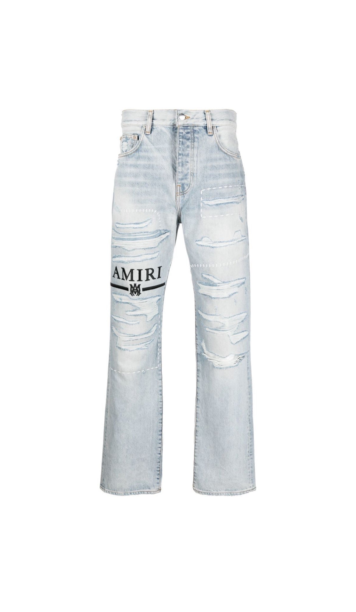 AMIRI Logo-Embroidery Ripped Jeans